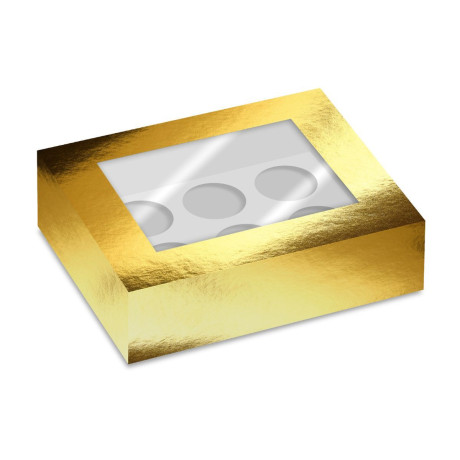 FunCakes Cupcake Box 6 -gold pk/2