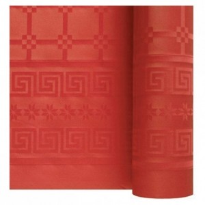 Damask coloured table cloth red 1.2 x 25 m
