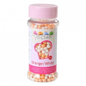 FunCakes Soft Pearls Orange and White 60g