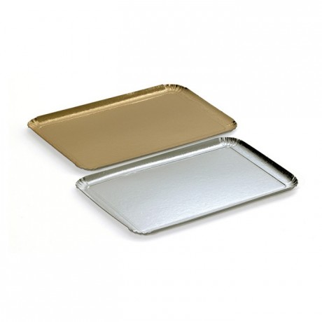 One side carterer cardboard tray metallic effect silver 280 x 190 mm (25 pcs)