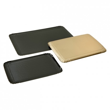Double side carterer cardboard tray black gold 420 x 280 mm (100 pcs)