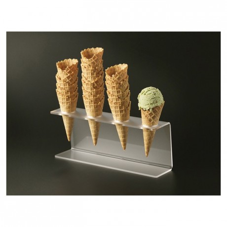 Porte-cornets à glace de comptoir 4 trous 285 x 90 x 110 mm