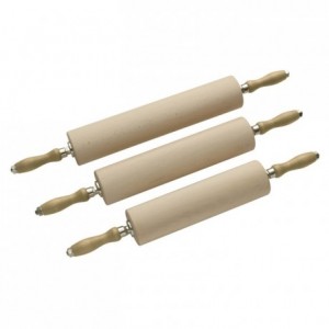 Beechwood rolling pin with handles L 350 mm Ø 80 mm