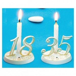 White and gold number base (10 pcs)