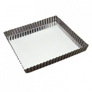 Square fluted tart mould tin 230x230 mm (pack of 3)