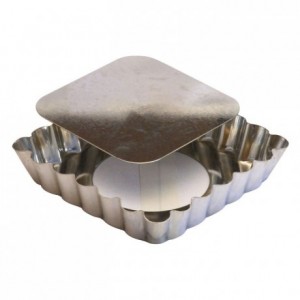 Square fluted tartlet mould loose bottom tin 100x100 mm (pack of 12)