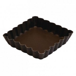 Tartelette carrée cannelée anti-adhérent 100x100 mm (lot de 12)