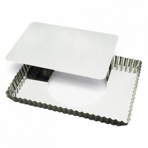 Tarte rectangulaire cannelée fond mobile fer blanc 290x205 mm (lot de 3)