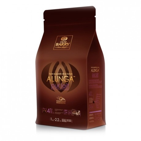 Milk chocolate couverture Alunga 41% Q-fermentation 1kg
