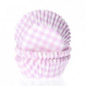 House of Marie Baking cups Check Pink pk/50