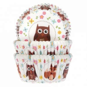 House of Marie Baking Cups Owl and Fox pk/50