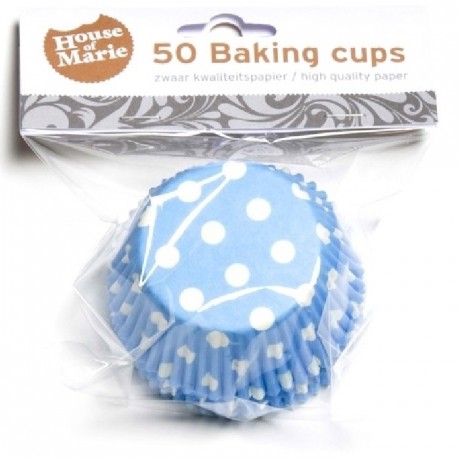 House of Marie Baking cups Polkadot Blue pk/50