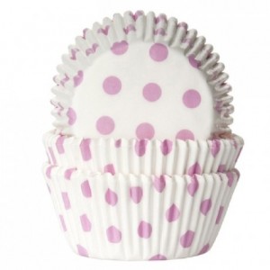 Caissettes House of Marie Polkadot White & Baby Pink 50 pièces