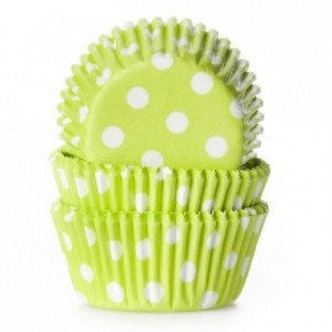 House of Marie Mini Baking cups Polkadot Lime Green pk/60