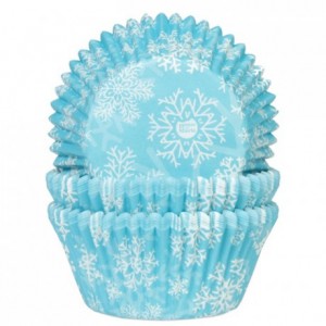 Caissettes à cupcakes House of Marie flocon de neige bleu 50 pièces