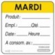 Etiquettes DLC « mardi » jaune (lot de 500)