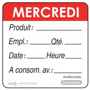 Labels UBD "mercredi" red (500 pcs)