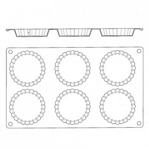 Silicone mould Gastroflex 6 fluted tarts Ø 75 mm