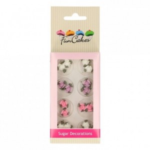 FunCakes Sugar Decorations Roses with Leafs Set/16
