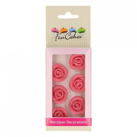 FunCakes Marzipan Decorations Roses Pink Set/6