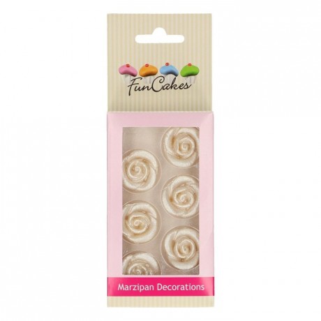 FunCakes Marzipan Decorations Roses Silver Set/6