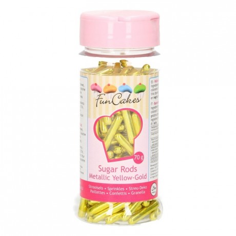 FunCakes Metallic Sugar Rods XL Yellow Gold 70g